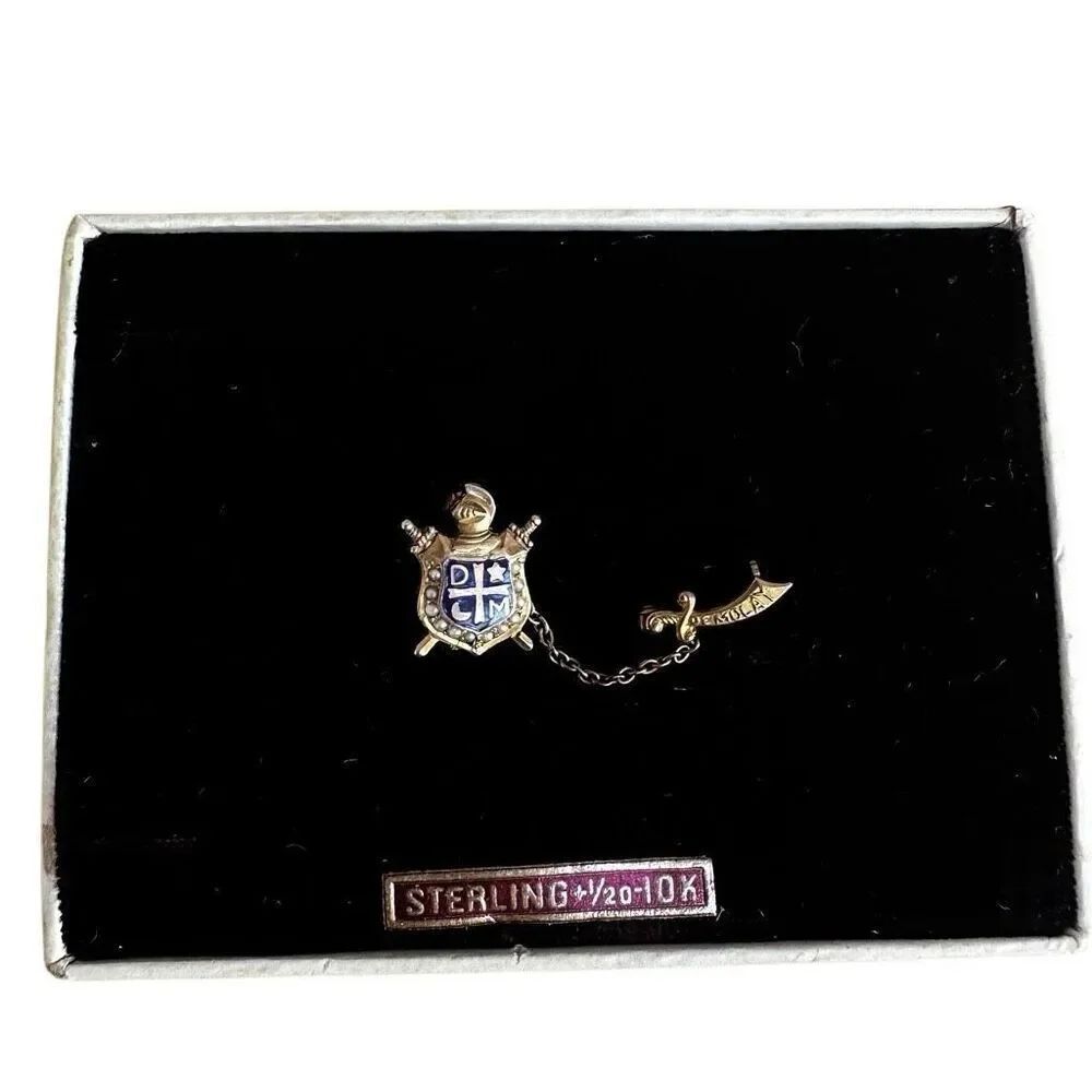 Vintage DeMolay Sterling & 1/20 10K Gold-Filled Fraternal Pin